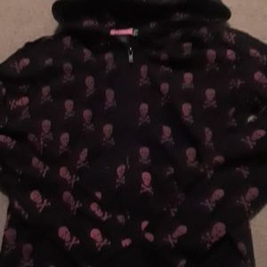 Say what hot topic punk pink skull hoodie sweater